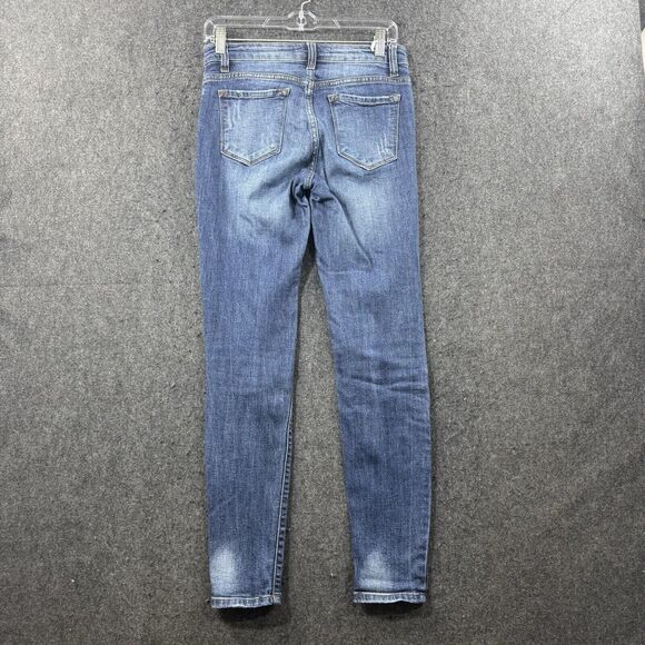 Kancan Skinny Jeans Women's 5/26 Blue Destroyed Mid Rise - Picture 4 of 9